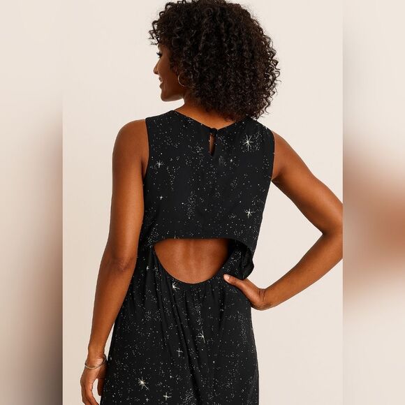 & Other Stories Mini Short Dress Black Open Cut Out Starry Night Star Party 4 - Picture 2 of 10